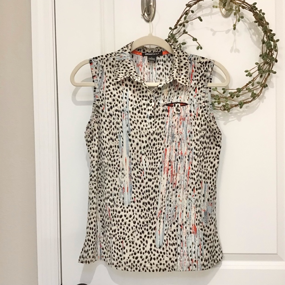DKNY Golf Animal Print Sleeveless Top Size S, EUC